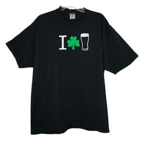 Jerzees Black Print "I Shamrock (Love) Beer" Tshirt St. Patrick's Day